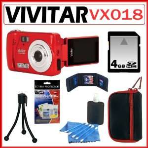 Vivitar Itwist VX018 10.1MP Strawberry Red Flip Screen Digital Camera 
